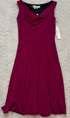 Kelly & Diane Sleeveless Cowl Neck Fit and Flare Midi Dress in Fuchsia Size 2